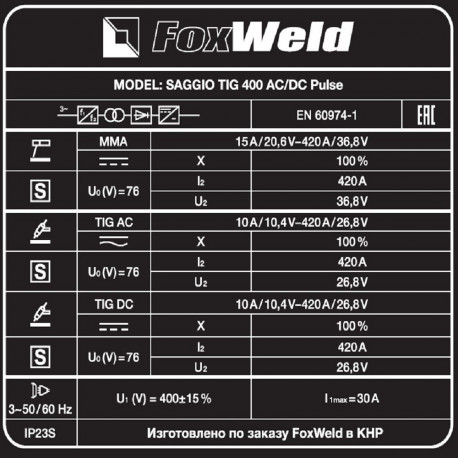 Аппарат аргонодуговой сварки SAGGIO TIG 400 AC/DC Pulse-4